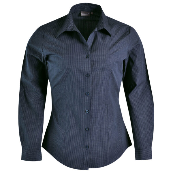 0014041_roselina-blouse-long-sleeve-check-1-navy Roselina Blouse Long Sleeve - Check 1 - Navy