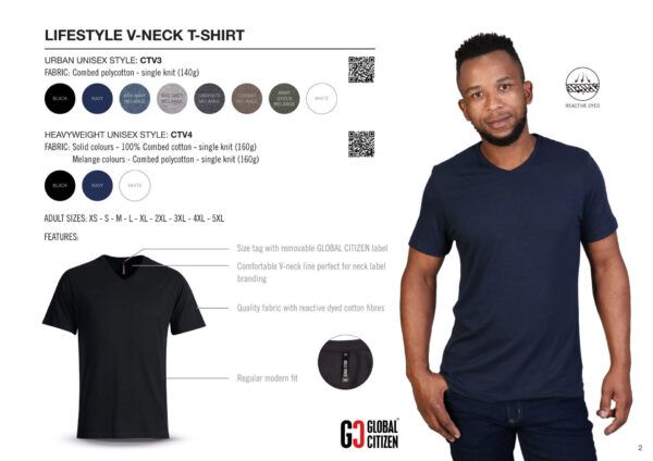 Print 140g Urban Lifestyle V-Neck T-Shirt - White - End Of Range