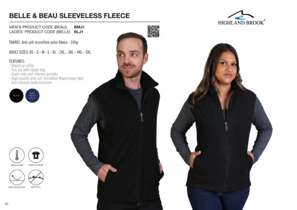 Belle Fleece - Sleeveless - Black - While Stocks Last