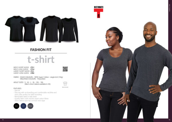 Ladies 150g Fashion Fit T-Shirt - long sleeve - Charcoal - End Of Range