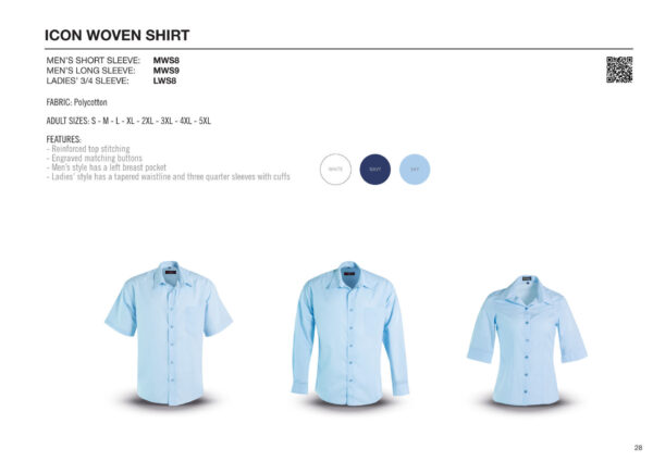 Icon Woven Shirt Long Sleeve - White - While Stocks Last