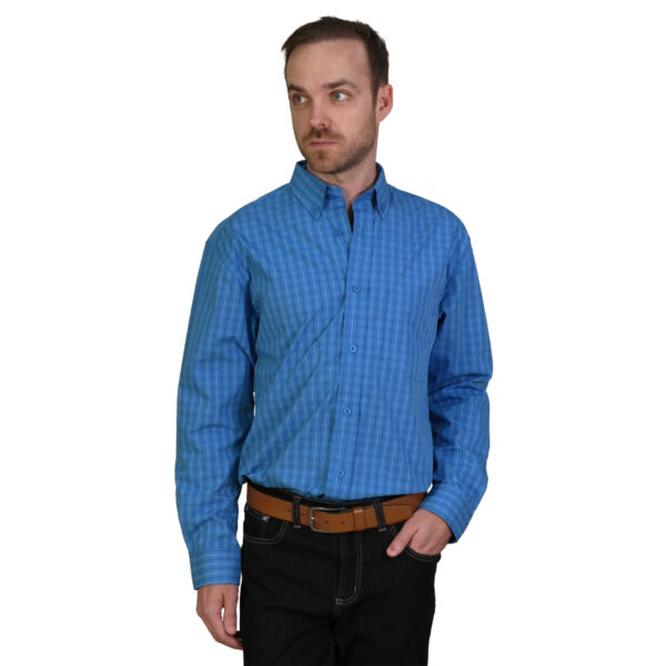 CAS4C3 model - sky Cameron Shirt Long Sleeve - Check 3