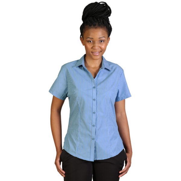DOB2S5 model - sky Donna Blouse Short Sleeve - Stripe 5