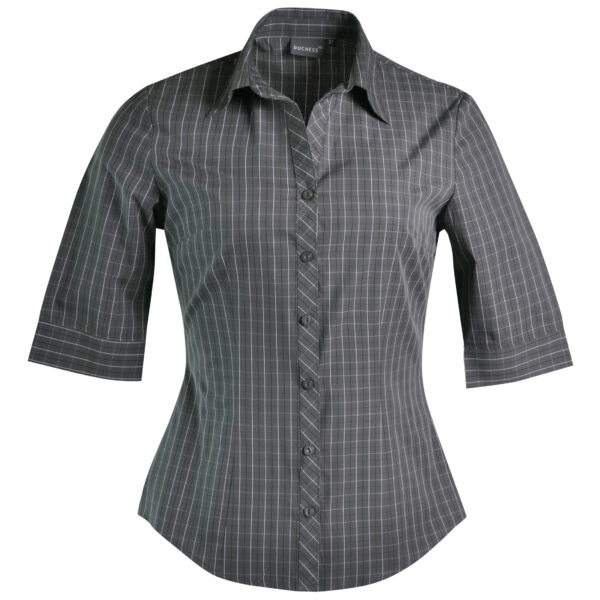 DOB3C3 - charcoal Donna Blouse 3/4 Sleeve - Check 3