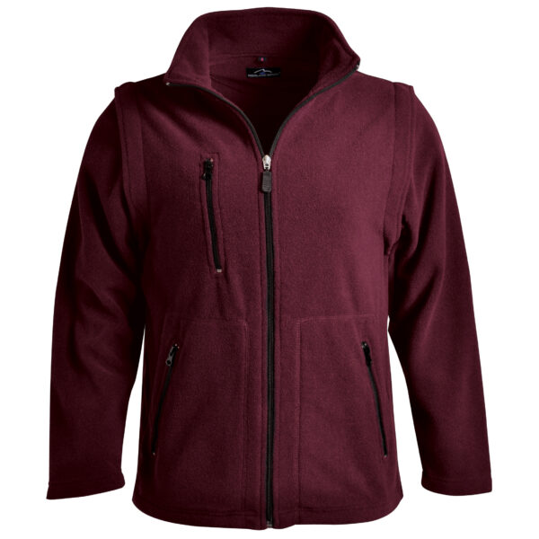 LFQ3 maroon Ladies Zip Off Sleeve Polar Fleece