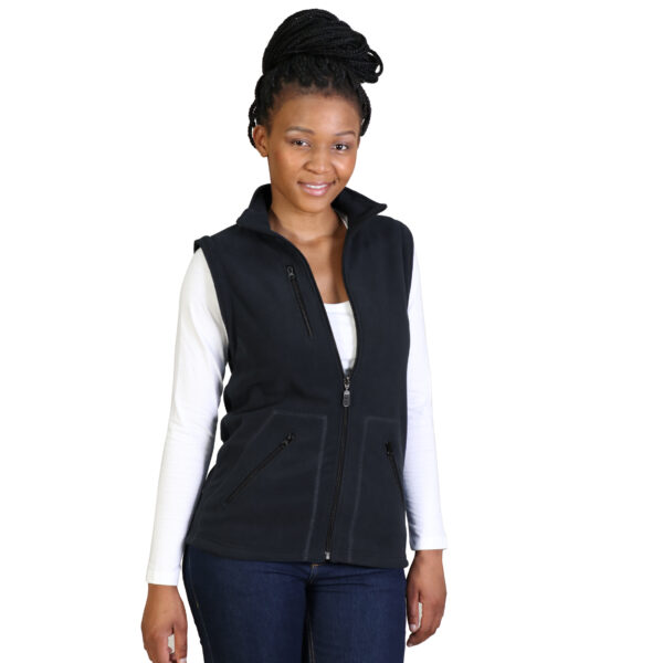 LFQ3 model - black (zip off) Ladies Zip Off Sleeve Polar Fleece