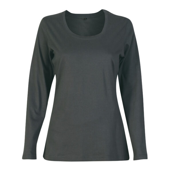 Ladies 150g Fashion Fit T-Shirt - long sleeve - Charcoal - End Of Range