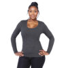 Ladies 150g Fashion Fit T-Shirt - long sleeve - Charcoal - End Of Range