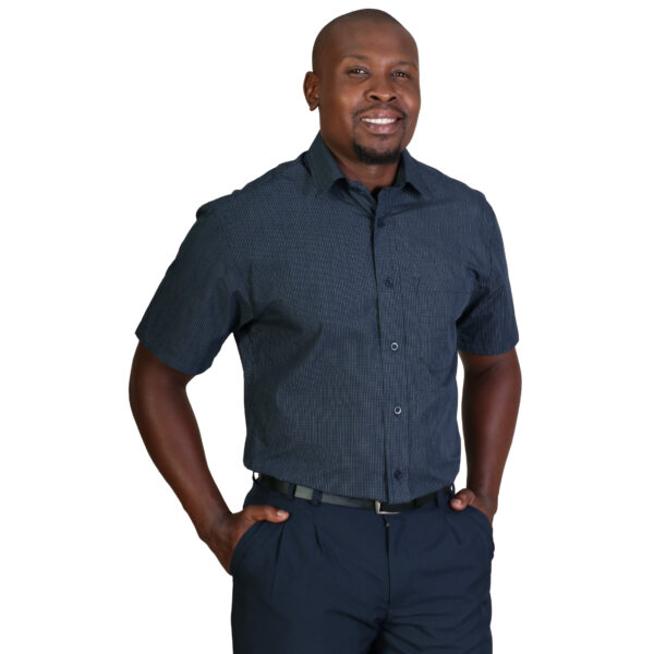MAS2C1 model - navy Matthew Shirt Short Sleeve - Check 1 - Navy