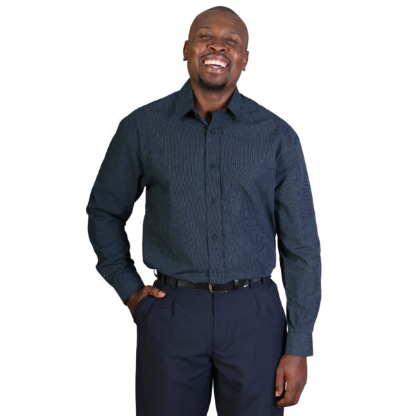 MAS4C1 model - navy Matthew Shirt Long Sleeve - Check 1
