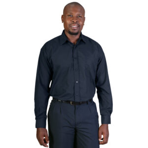 MWS9 model - navy Icon Woven Shirt Long Sleeve - Navy